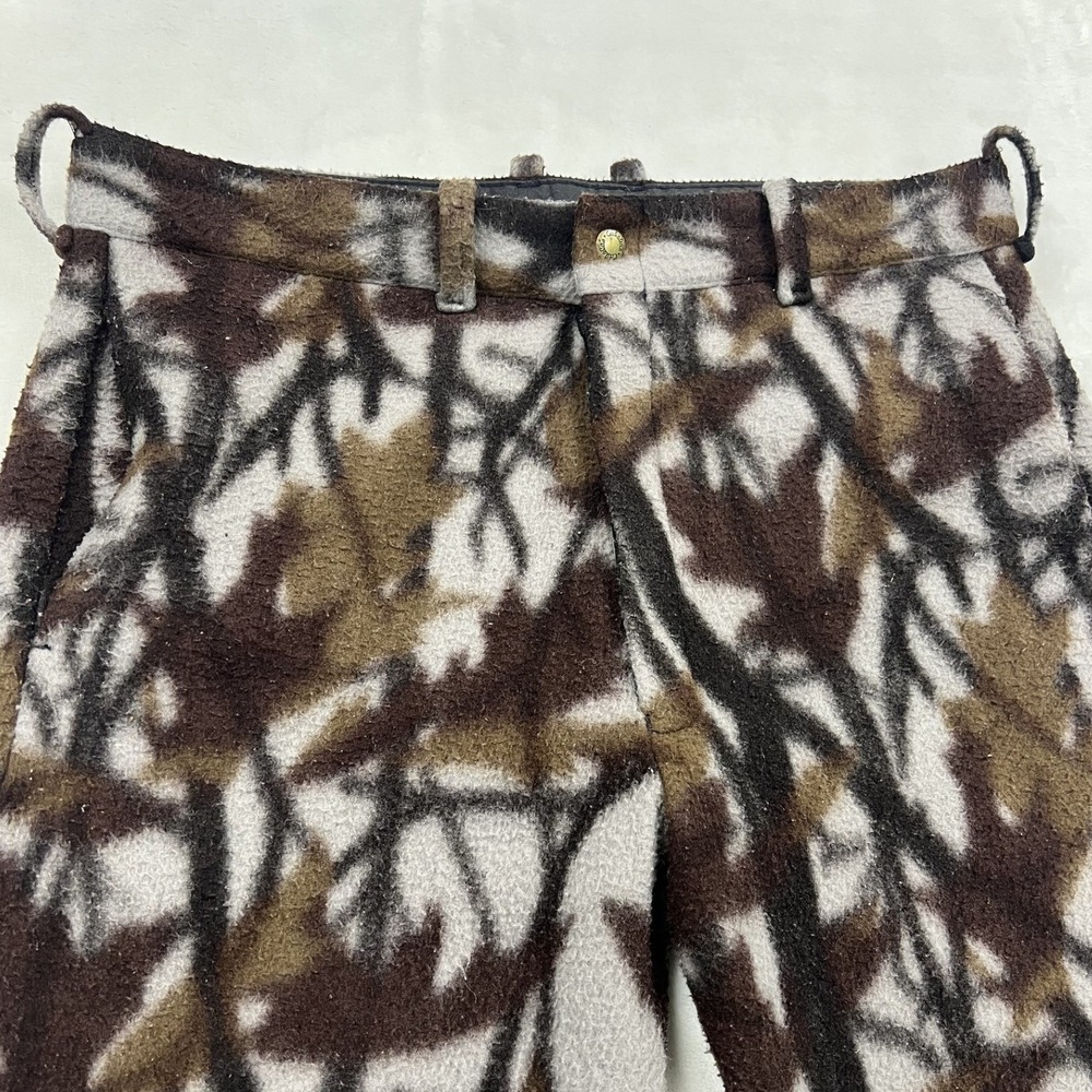 80s/90s Cabelas Camo Wool Pants Mens Brown Leaf Branch Hunting Trousers